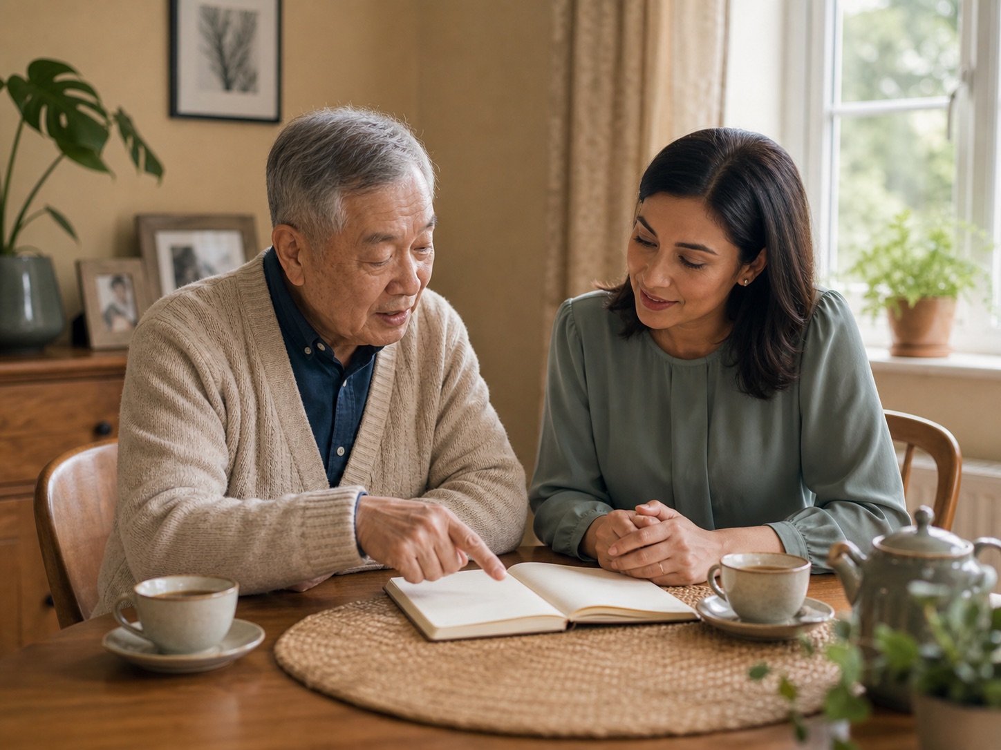 Older man shaping his care plan with a care coordinator
